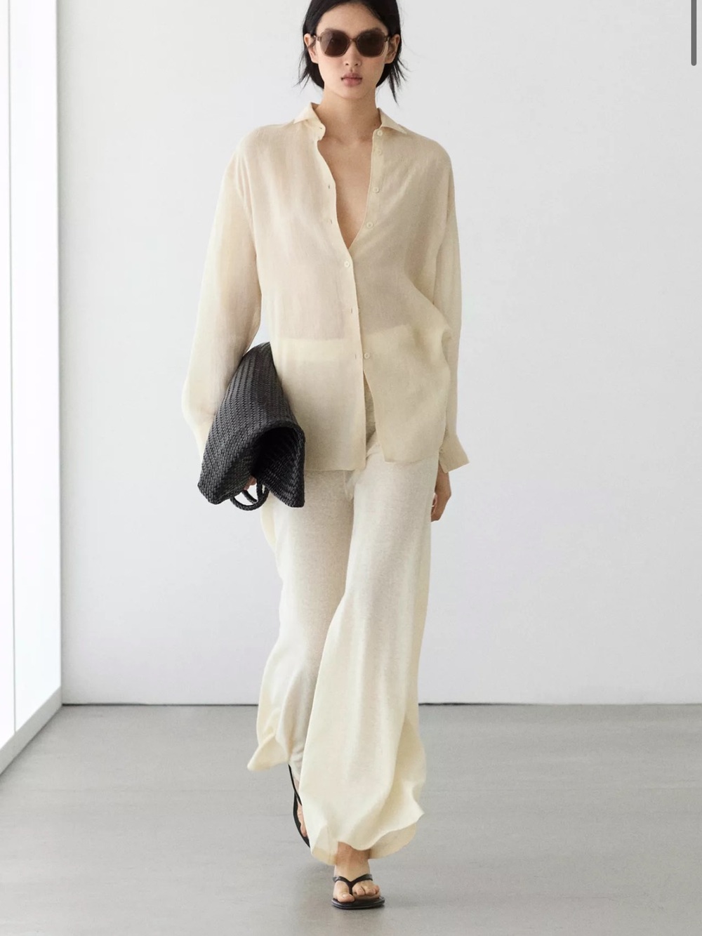Massimo Dutti NWT TOTAL LOOK WIDE-LEG FLOWING TROUSERS 5003/803